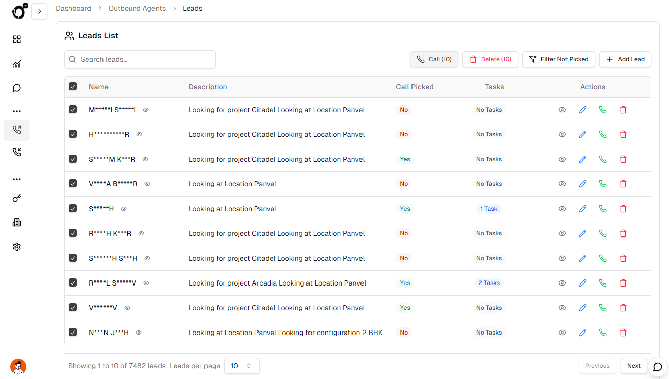 Lead management inside an OutCallerAI outbound campaign
